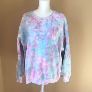 Custom Tie Dye Crew Sweatshirt Cotton Candy Colors  Unisex Sz Large